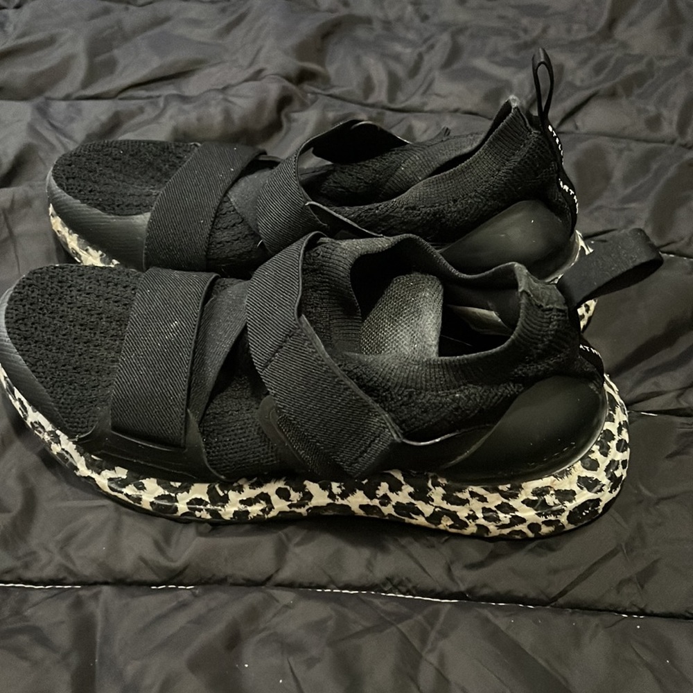 Adidas by Stella Mccartney Black & Leopard Sneakers French 36.5 36 1/2 - Picture 2 of 6